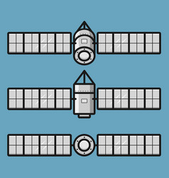 Satellite Front And Top View On Blue Background