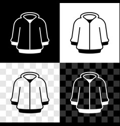 Set Hoodie Icon Isolated On Black And White