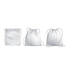 White Drawstring Bag Realistic Set