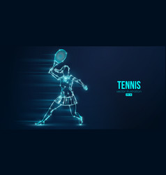 Abstract Silhouette Of A Tennis Player On Blue