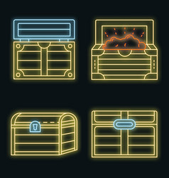 Dower Chest Icons Set Neon