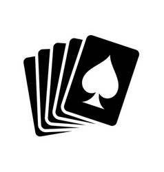 5 Black Poker Cards With Ace Of Spades Icon