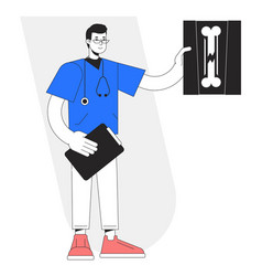 Internal Medicine Doctor Checking X Ray Flat Line