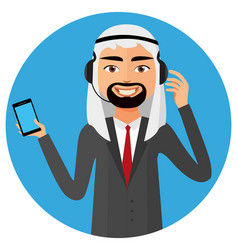 Arab Operator Saudi Man With Headset Customer