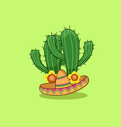 Design Cactus Yellow Flowers And Mexican Hat