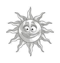 Weird Sun Vintage Engraving Drawing Style