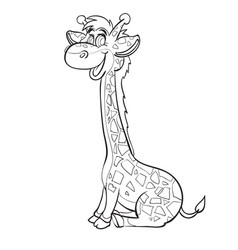 Sketch Cute Giraffe Sitting On Its Hind Legs