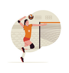 Flat Design Of Women Playing Volleyball