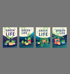 Green Life Poster Design Set