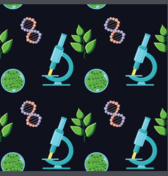 Biology Themed Seamless Pattern With Microscopes