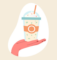 Cartoon Hand Holding Milkshake Cup Cold Drink