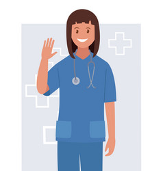 Character Is A Female Doctor Waving Her Hand