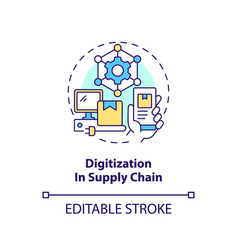 Digitization In Supply Chain Concept Icon