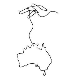 Map Of Australia With Hand As Line Drawing