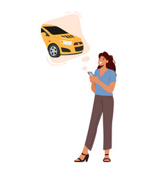 Young Woman Calling Or Using App For Ordering Taxi