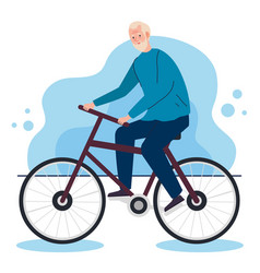 Cute Old Man In Bicycle Leisure Activity