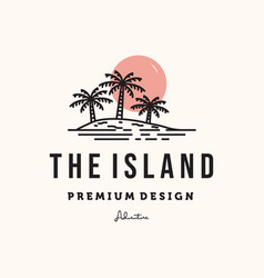 Island Sunset Line Art Logo Minimalist