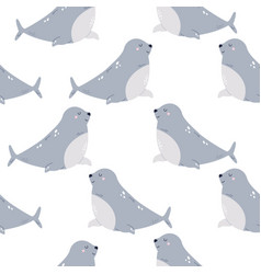 Seamless Childish Pattern With Cute Fur Seals