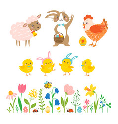 Cute easter design elements Royalty Free Vector Image