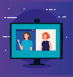 Women In Video Conference In Computer