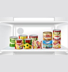 An Inside The Refrigerator With Canned Food