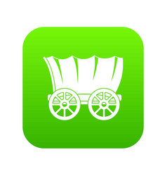 Ancient Western Covered Wagon Icon Digital Green