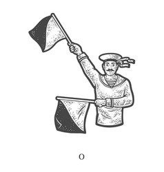 Flag Semaphore Letter O Sketch