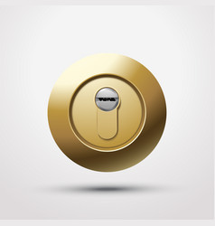 Gold Color Door Lock Front View Isolated