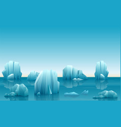 Winter Arctic Landscape With Lot Of Icebergs