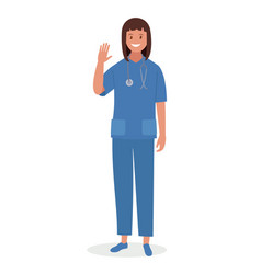 Character Is A Female Doctor Waving Her Hand