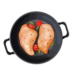 Chicken Breast File Fryed On Skillet Pan