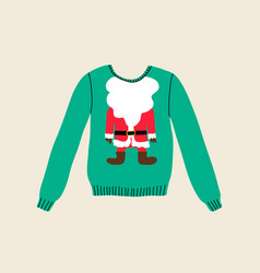 Christmas Ugly Green Winter Sweater In Flat Line