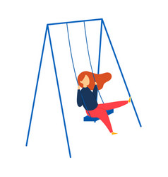 Young Redhead Woman Enjoying A Swing Ride Girl