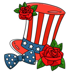 American Top Hat With Rose Flower And Bow Clipart