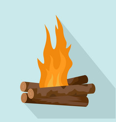 Log Cabin Fire Icon Flat Style