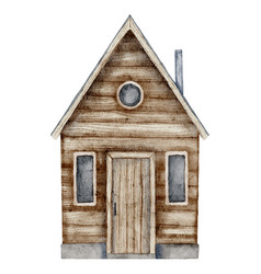 Wooden House Watercolor Drawing