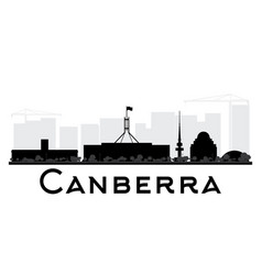 Canberra City Skyline Black And White Silhouette