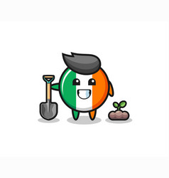 Cute Ireland Flag Cartoon Is Planting A Tree Seed