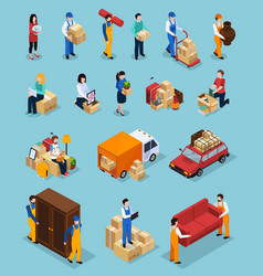 Relocation Service Isometric Icons