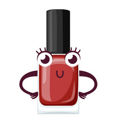 Round Red Glossy Nail Polish Bottle With Black