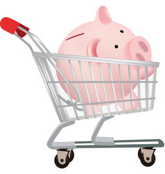 Shopping Cart Transports Piggy Bank Shape Pink Pig