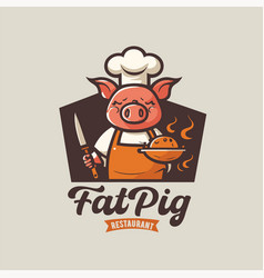 Pig Chef Logo Mascot For Pork Grill B