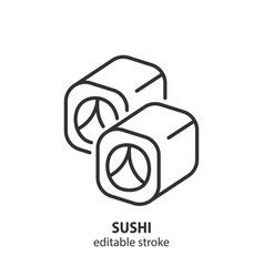 Sushi Roll Line Icon Japanese Traditional Food