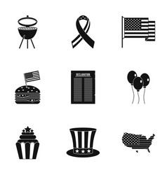 Fourth Of July Day Icon Set Simple Style