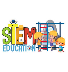 Stem Education Logo With Kids Wearing Engineer