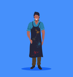 African American Man Painter In Dark Apron