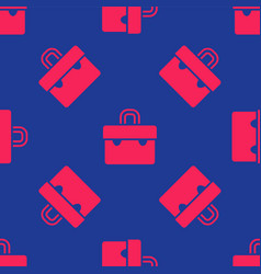 Red Briefcase Icon Isolated Seamless Pattern