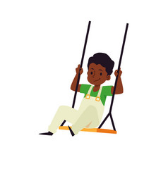 Cute African American Rocking On Swing Flat