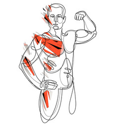 Linear Drawing Of A Perfect Body Fit Model Man