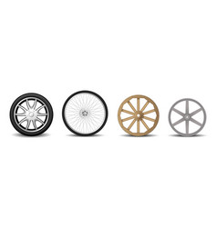 Set Of Realistic Wheels Car Tire Rim Mountain